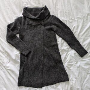 Adrienne Vittadini Wool Blend Asymmetrical Cardigan – XS, Charcoal Gray